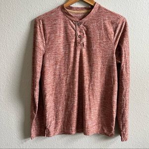 Bruno Milano Super Soft Long Sleeve Henley Shirt in Heathered Brown, S